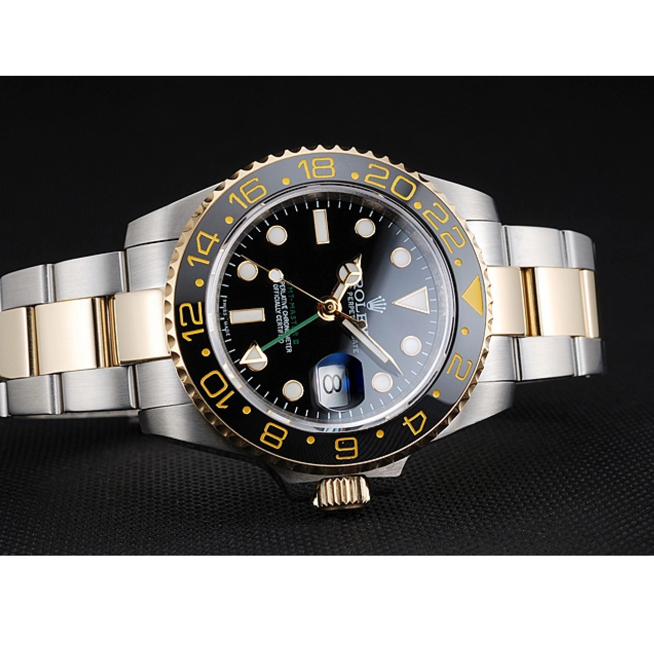 Aaa replica watch Rolex 80295 GMT Bezel Black Black Swiss Dial Master 0801